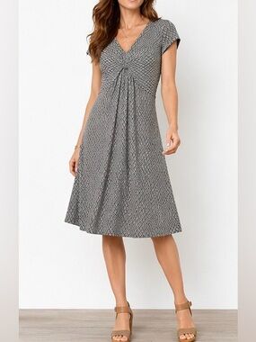 Garnet Hill Catarina Dress | Size 14 | Geometric Print Knit Dress